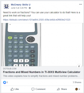 picture of math facebook post